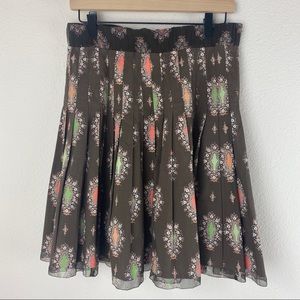 Gianni Bini Brown Pleated A-Line Skirt SP Small Y2K